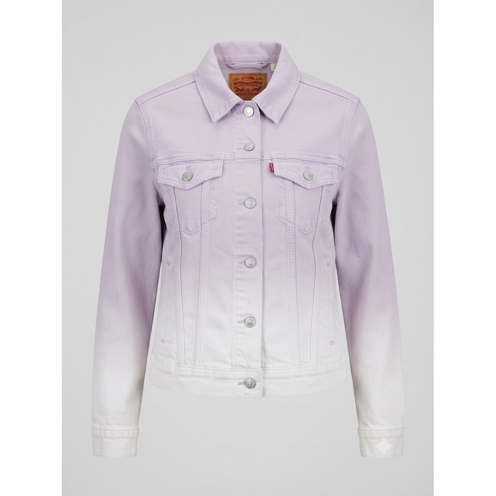 Levi's Women's Purple White Ombre Denim Jacket Size L Trucker Cotton Coat